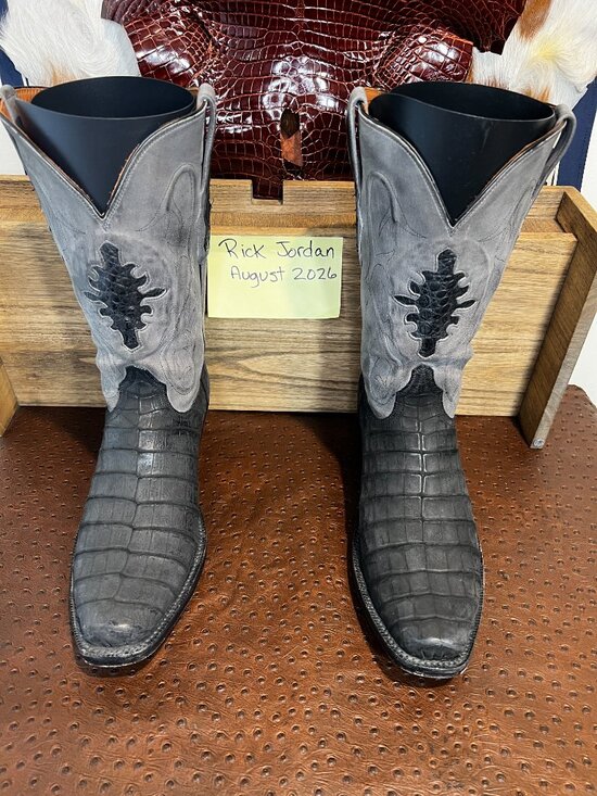 Black Jack Grey Sueded Caiman Belly Cowboy Boots in Men\'s Size 11D main image 6